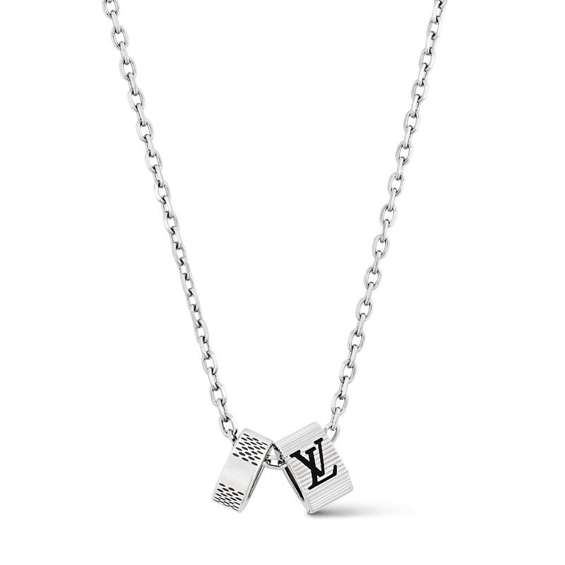18K Louis Damier Rings Pendant Necklace