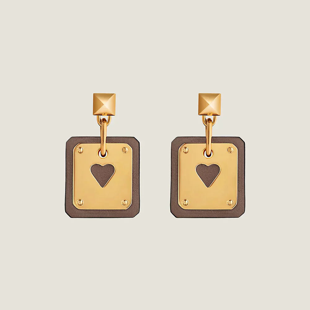 18K As De Coeur Brown H Earrings