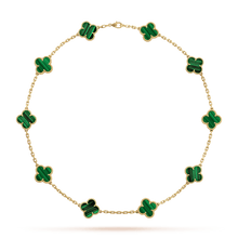 18K Van Cleef & Arpels Vintage Alhambra Malachite 10 Motifs Necklace