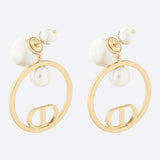 18k Dior CD Circle Pearls Earrings