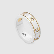 18K Gucci Interlocking G Icon White Zirconia Ring