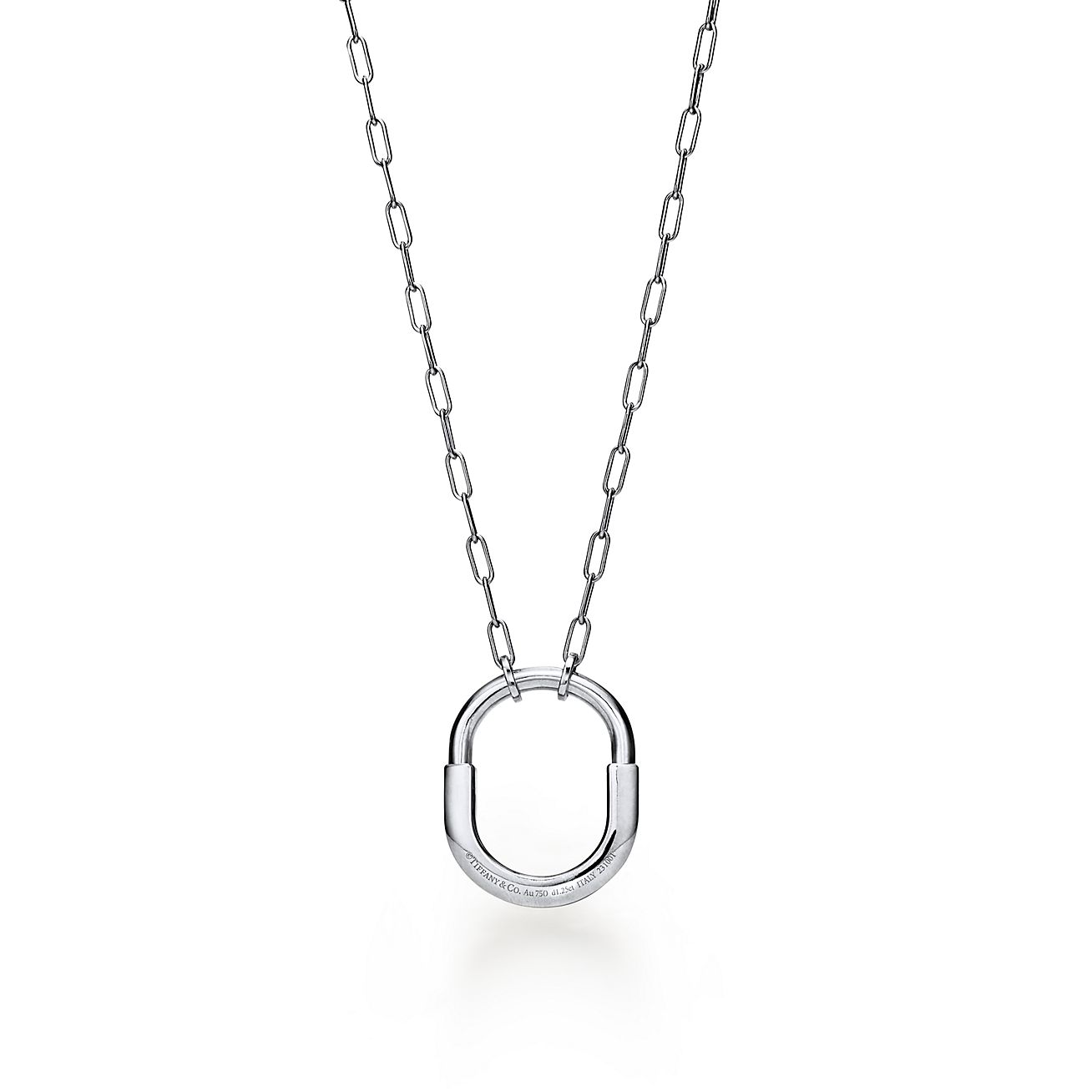 18K T Lock Pendant Pave Diamonds Necklace