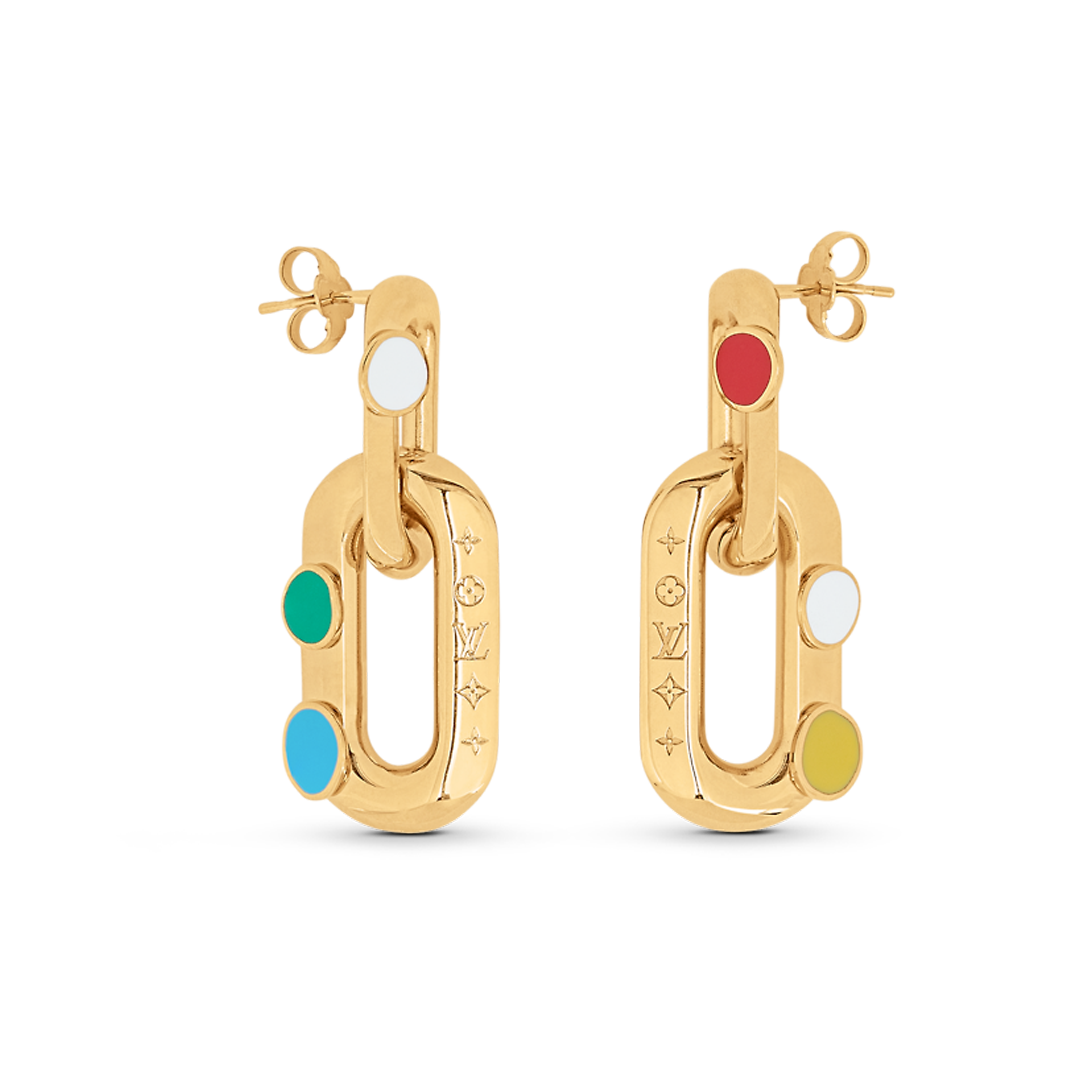 18k Louis x YK LV Edge Painted Dots Earrings
