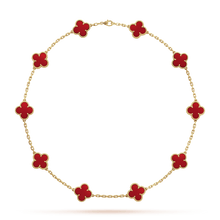 18K Van Cleef & Arpels Vintage Alhambra Carnelian 10 Motifs Necklace