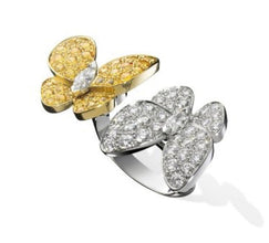 18K Van Cleef & Arpels VCA Two Butterfly Between the Finger Ring