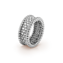 18K Van Cleef & Arpels Perlée Diamonds 3 Row Ring