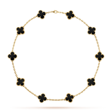 18K Van Cleef & Arpels Vintage Alhambra Black 10 Motifs Necklace