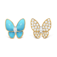 18k Van Cleef & Arpels Two Butterfly Turquoise Earrings