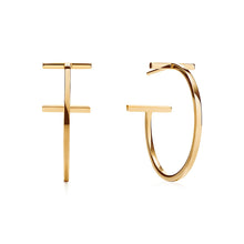 18K T Hoop Earrings