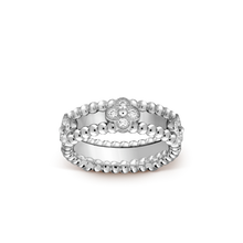 18K White Gold Perlée Clovers Ring
