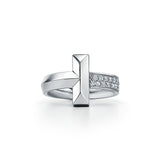 18K T Narrow Pave Ring