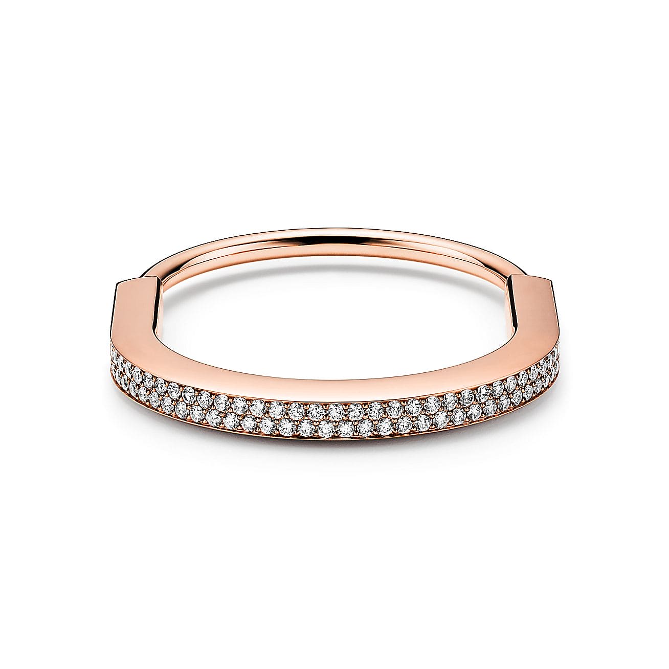 18K T Lock Bangle Full Pave Diamonds Bracelet