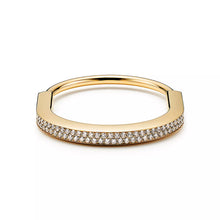 18K T Lock Bangle Full Pavé Diamonds Bracelet