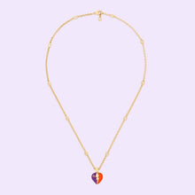 18K Double G Interlocking G Heart Lightning Charm Necklace