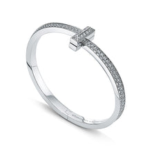 18K T1 Wide Diamond Hinged Bangle Bracelet