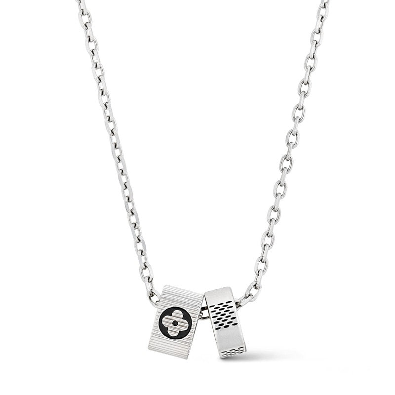 18K Louis Damier Rings Pendant Necklace