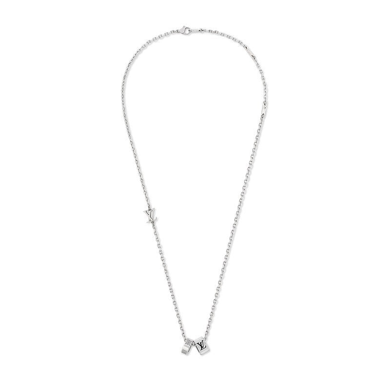 18K Louis Damier Rings Pendant Necklace