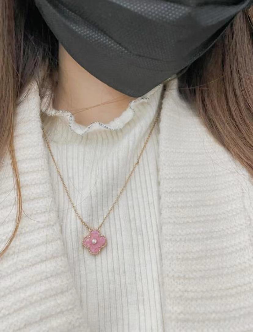 Pink Diamond Clover Necklace
