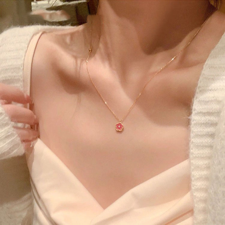 Pink Diamond Clover Necklace