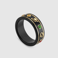 18K Gucci Icon With Gemstones Black Corundum Ring