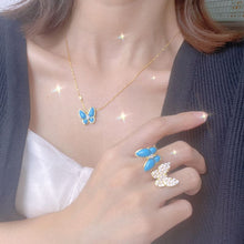 18K Two Butterfly Pendant with Diamond & Turquoise Necklace