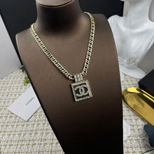 18K CC Metal & Diamantés Pendant Necklace