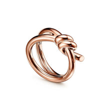 18K Rose Gold T Knot Double Row Ring