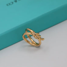 18K Rose Gold T Knot Double Row Ring