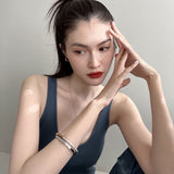 18K T Lock Bangle Half Pave Diamonds Bracelet