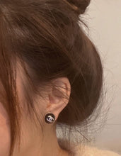 18K CC Pearl Crystal Stud Earrings
