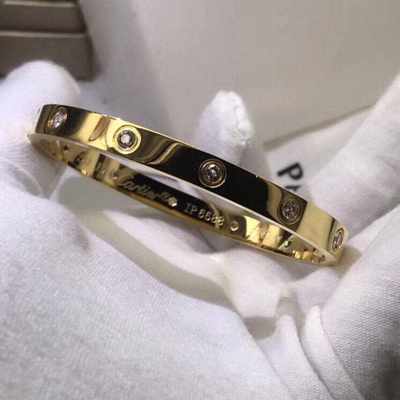 18K Yellow Gold Ten Diamonds Love Bracelet