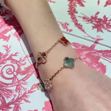 18K Vintage Alhambra Five Motifs Carnelian Clover Bracelet