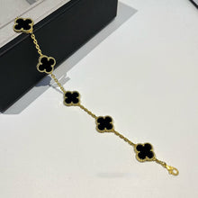 18K Vintage Alhambra Five Motifs Black Clover Bracelet