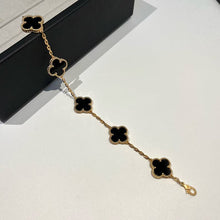 18K Vintage Alhambra Five Motifs Clover Onyx Bracelet