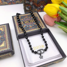 18K CD Black Crystal Beads Necklace