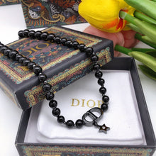 18K CD Black Crystal Beads Necklace
