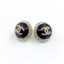 18K CC Black Crystal Earrings