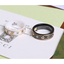 18K Double G Icon With Gemstones Black Corundum Ring