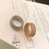 18K Rose Gold Perlée Diamonds 3 Row Ring