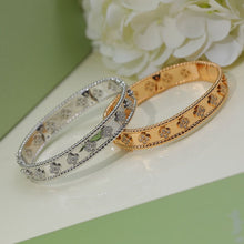 18K White Gold Perlée Clovers Bracelet