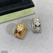 18K Yellow Gold Perlée Clovers Ring