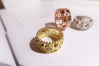 18K Rose Gold Perlée Clovers Ring