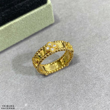 18K Yellow Gold Perlée Clovers Ring