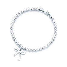 18K T Bow Charm Bead Bracelet