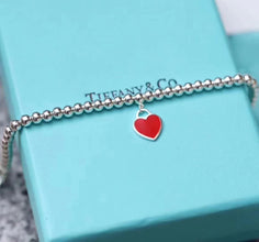 18K Return to Tiffany Red Heart Tag Bead Bracelet