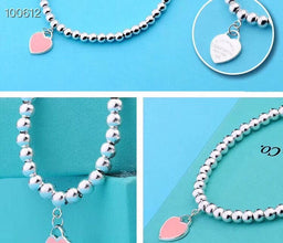 18K Return to Tiffany Pink Heart Tag Bead Bracelet