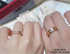 18K Love Wedding Three Diamonds Ring