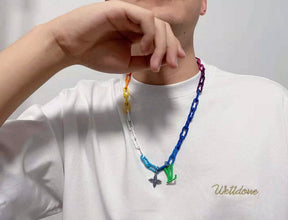 18K Louis Rainbow Ceramic Chain Necklace