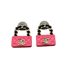 18k Chanel Classic Pink CC Bag Earrings