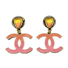 18k Chanel Classic Pink CC Dangle Earrings